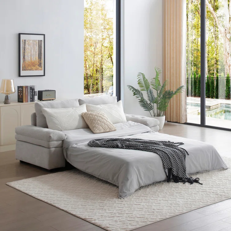 Latitude Run® Munos Full Size Convertible Sleeper Sofa, 77" Pull Out Sofa Bed