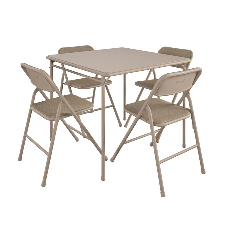 COSCO COSCO 5-Piece Folding Fabric Dining Set & 34" Vinyl Card Table