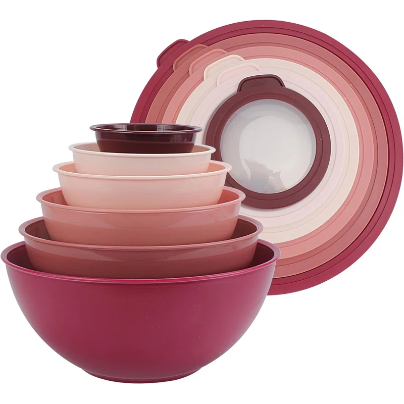 WRIWON 12 Piece Nesting Bowls Set includes 6 Prep Bowls and 6 Lids