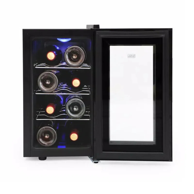 BLACK+DECKER 8-Bottle LED Display Single Zone Freestanding Wine Refrigerator