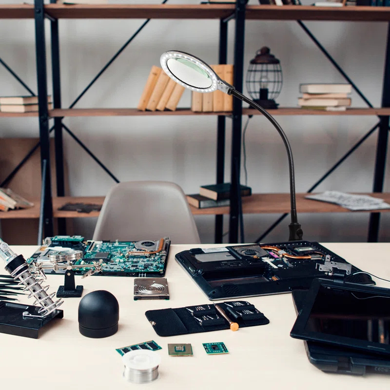 Brightech Lightview Pro 23.5 in. Adjustable Gooseneck Magnifying Desk Lamp