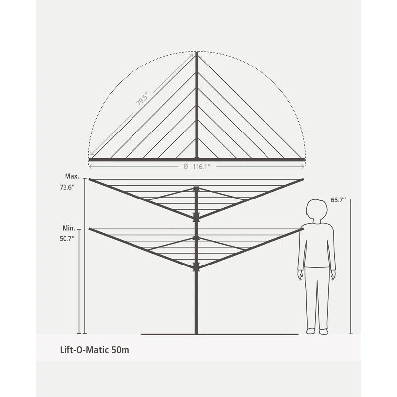 Brabantia Brabantia Lift-O-Matic Outdoor Clothesline (164 Feet), with Metal Ground Spike and Protective Cover