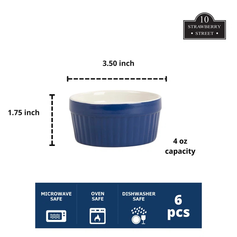 Ten Strawberry Street 4oz Stoneware Ramekins (Set of 6)