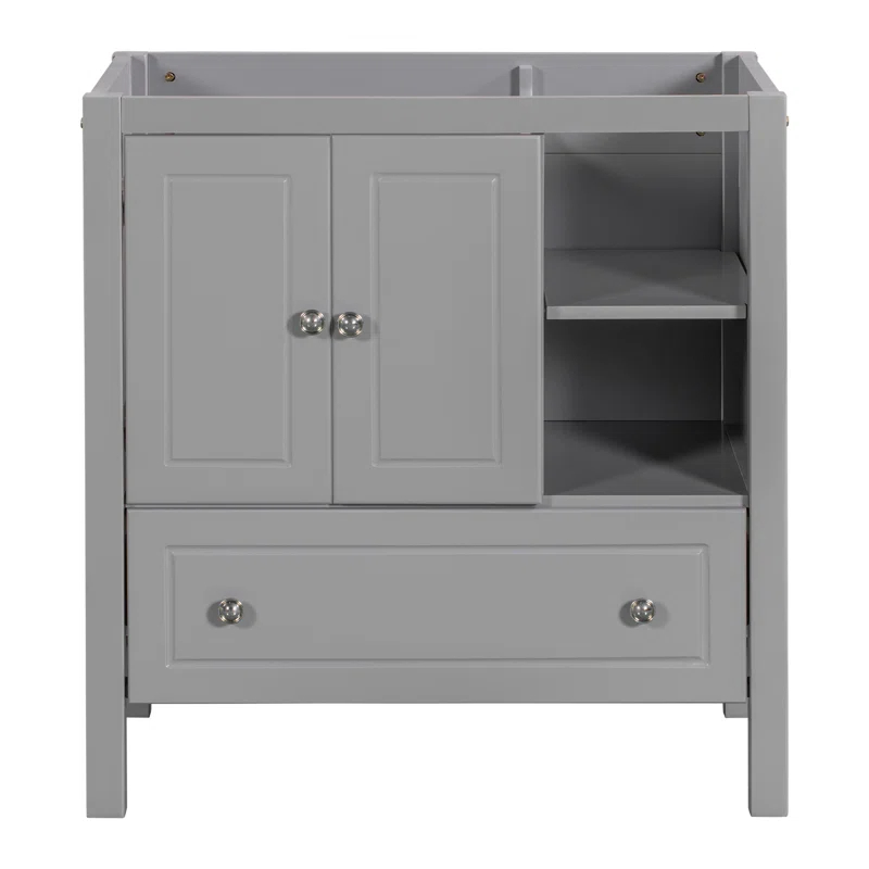 Tech Cube 30" Bathroom Vanity Base Only, Solid Wood Frame, Bathroom Storage Cabinet With Doors And Drawers