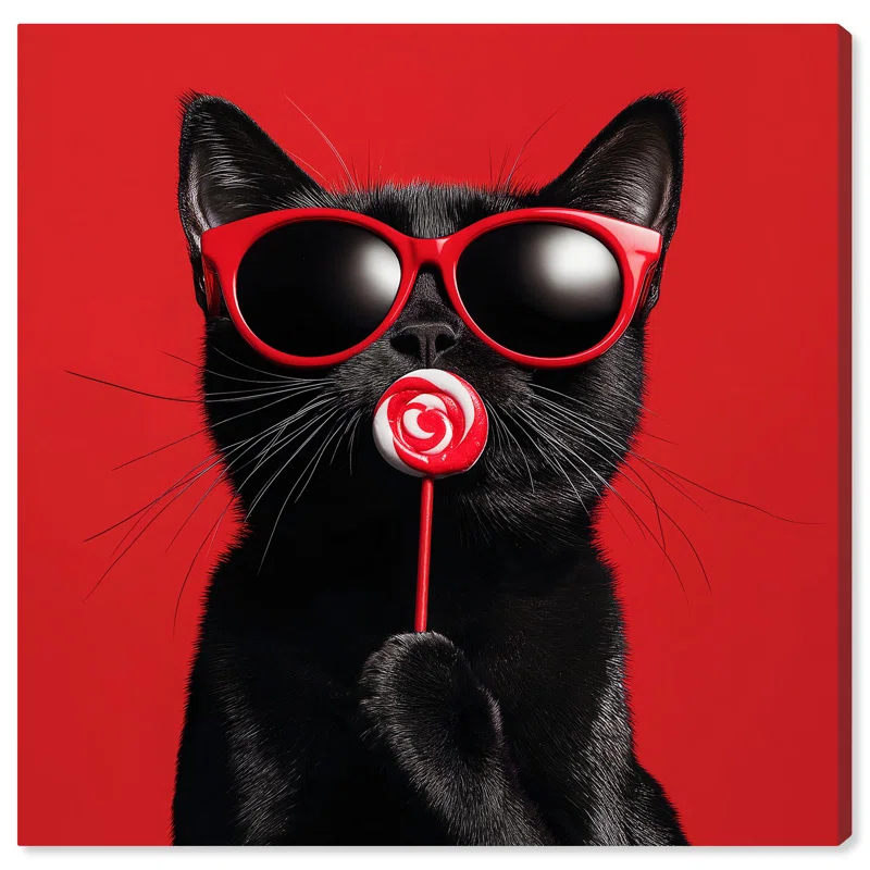 Art Remedy Candy Coated Coolness Canvas Cute Cat Art Prints by Art Remedy