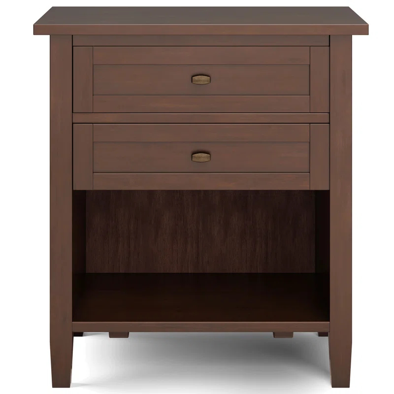 Simpli Home Warm Shaker 24"W Solid Wood Bedside Table with Two Drawers
