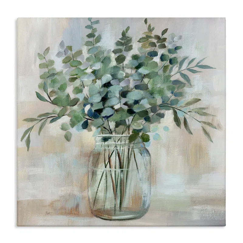 Stupell Industries " Soothing Eucalyptus Flower Herb Arrangement Rustic Jar " by Nan Painting Print