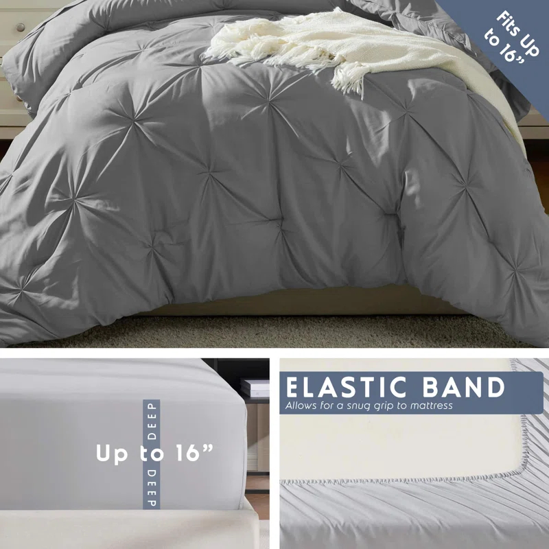 Bed-in-A-Bag Pleated Comforter Set with Bed Sheets