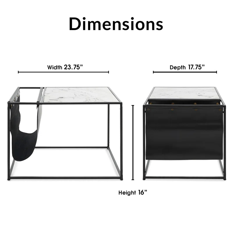 ClickDecor Wilson Modern Accent Side Table with Marble Top