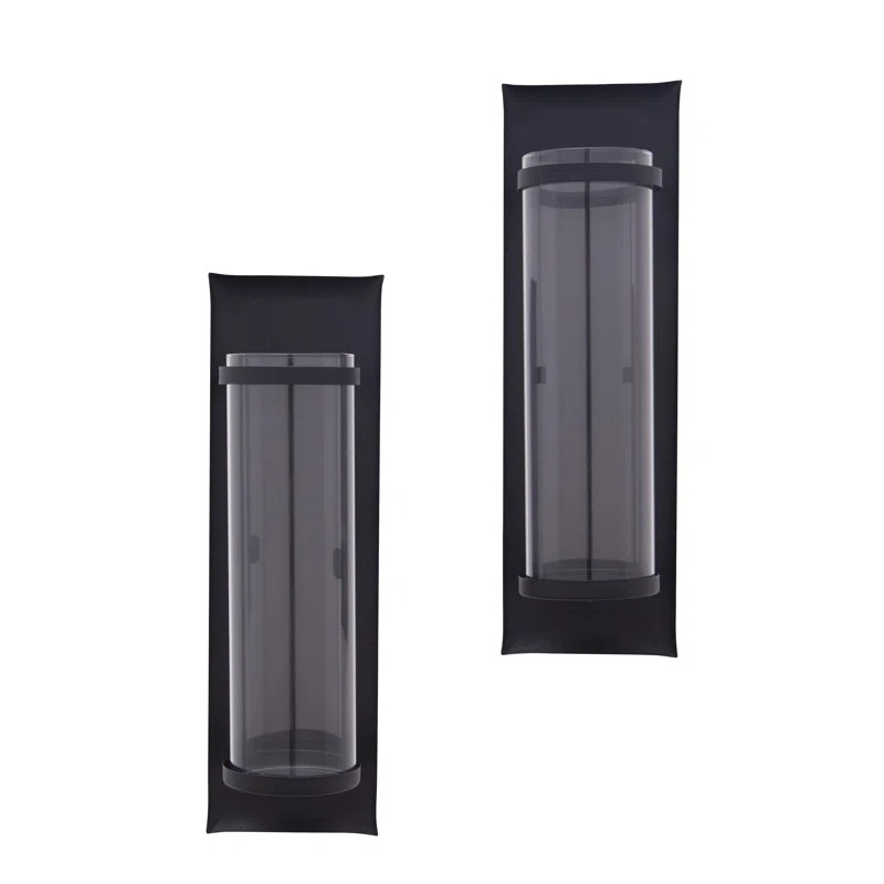 Metal and Glass Wall Sconce Candle Holder Set (Set of 2)