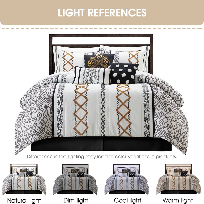Nanshing America, Inc Anthony Taupe Microfiber 15 Piece Comforter Set