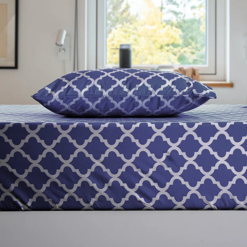 Lux Decor Collection 1800 Series Soft Microfiber Bed Sheets Set Geometric Quatrefoil Bedding