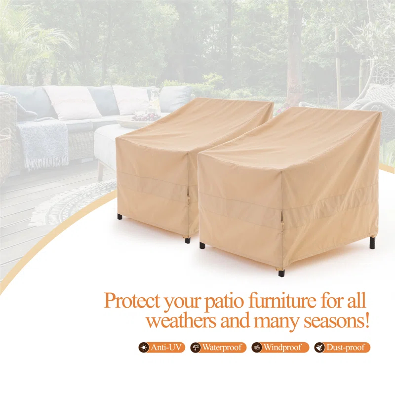 F&J Outdoors Premium Waterproof Outdoor Patio Chair Cover: Latest Rip-Stop Fabric, 3-Year Warranty (Set of 2)