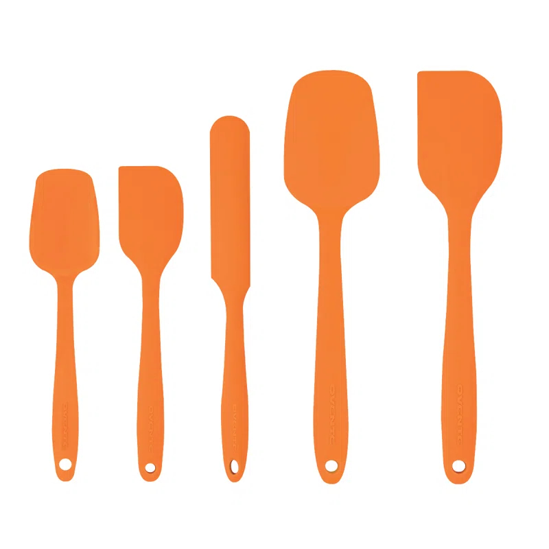 OVENTE Silicone Spatula , Food Grade Rubber Spatulas Heat Resistant w/ Stainless Steel Core & Seamless Design, Non Stick Rubber Spatula for Mixing, Baking & Cooking, 5 Pieces