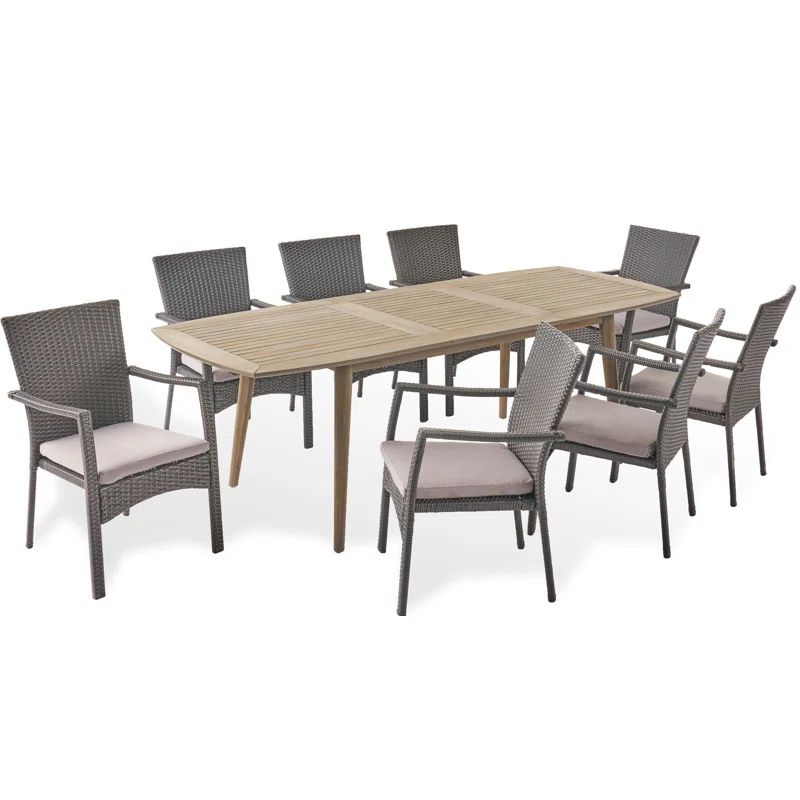 Highland Dunes Reinhard Rectangular 8 - Person 71" Long Dining Set with Cushions