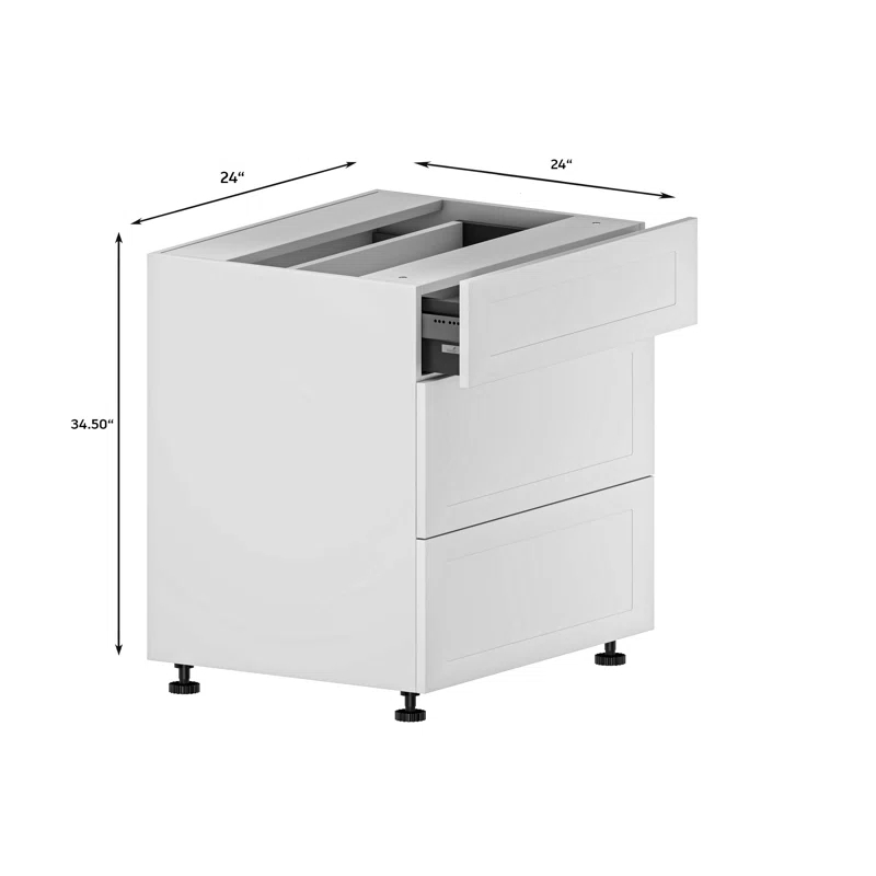 Cambridge Quick Assemble Modern Style With Soft Close, Shaker Base Kitchen Cabinet, 3 Drawer