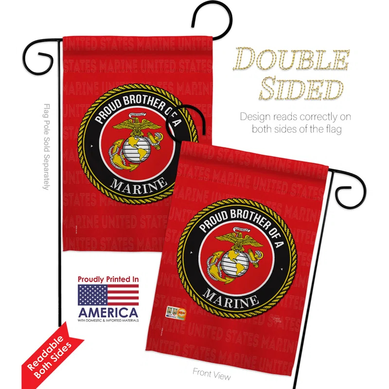 Breeze Decor G158518-BO Proud Dad Marines Garden Flag Armed Forces Marine Corps 13 x 18.5 in. Double-Sided Decorative Vertical Flags for House Decoration Banner Yard Gift