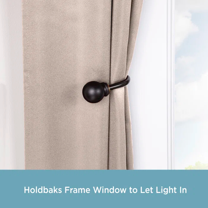 Kenney Berkley Ball End Curtain Rod & Holdback Set, 28-48" and 48-86" Adjustable Lengths, 5/8" Dia. Steel Tube