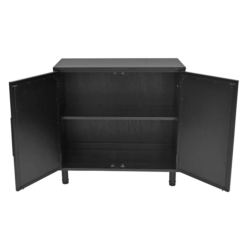 Hopper Studio Hopper Studio Delancey Solid Wood 2-Door Rattan Cabinet, Stylish Accent Piece