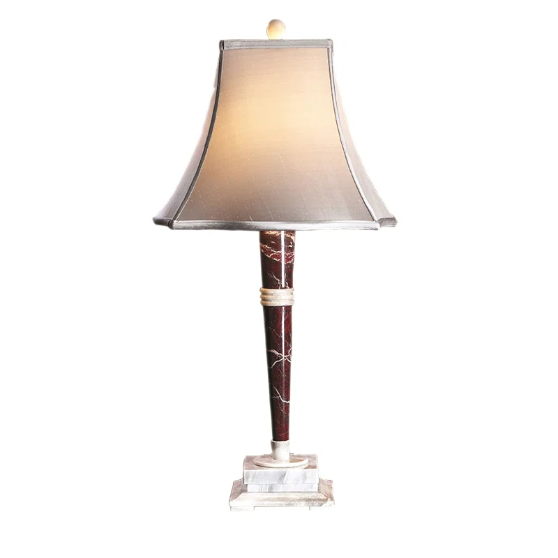 Bello Treasure Burgundy And Ivory Marble Table Lamp