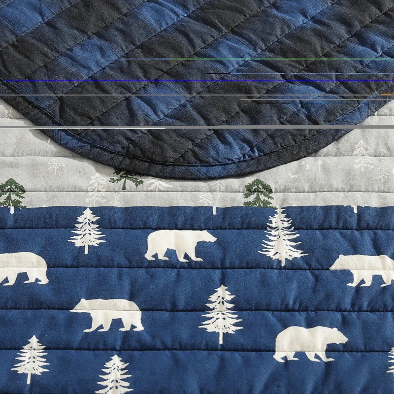 Eddie Bauer Blue Creek Plaid Cotton Reversible Quilt Set