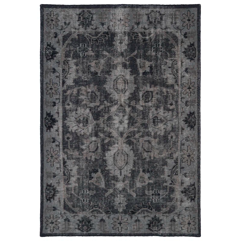 Kaleen Restoration Oriental Hand-Knotted Wool Black Area Rug & Reviews | Wayfair