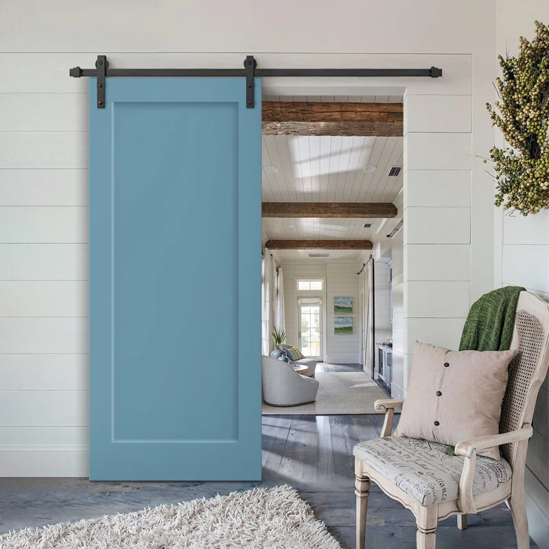 Calhome 1 Panel Shaker Composite Modern Interior Sliding Barn Door with Hardware Kit