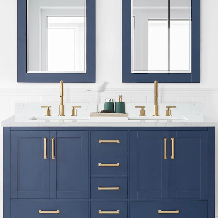 Vinnova Jaen 61'' Engineered Stone Double Vanity Top with Sink and 3 Faucet Holes | Wayfair