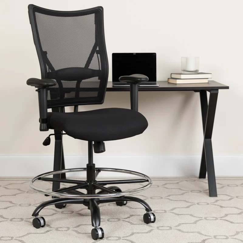 Flash Furniture Hercules Big & Tall 400 lb. Rated Mesh Ergonomic Drafting Chair w/ Adjustable Arms
