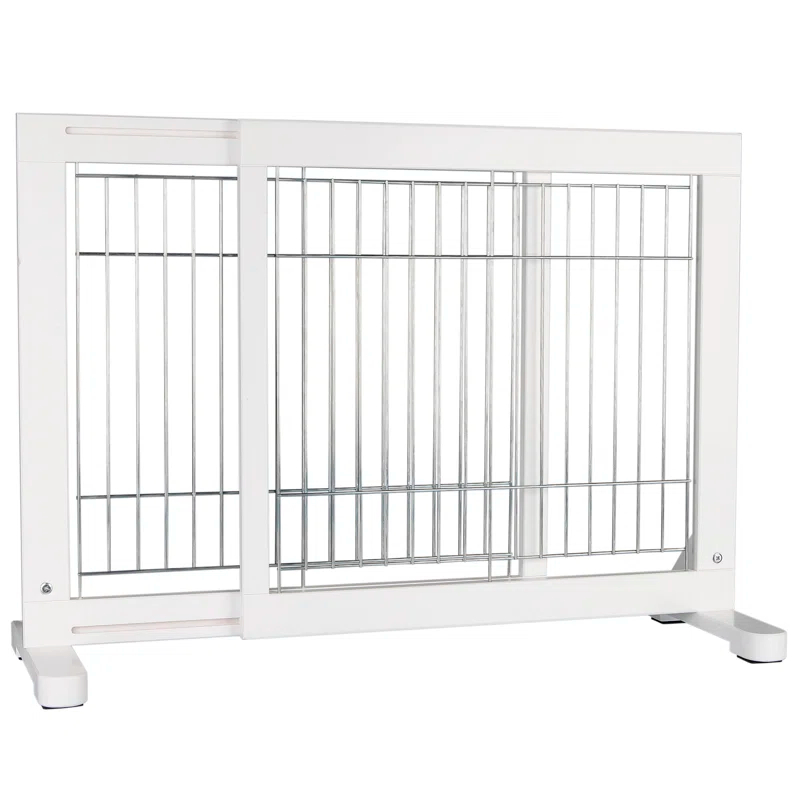 TRIXIE TRIXIE Adjustable Wooden Freestanding Pet Gate, 24" Tall Step Over, Expands to 42.5", Pet Barrier