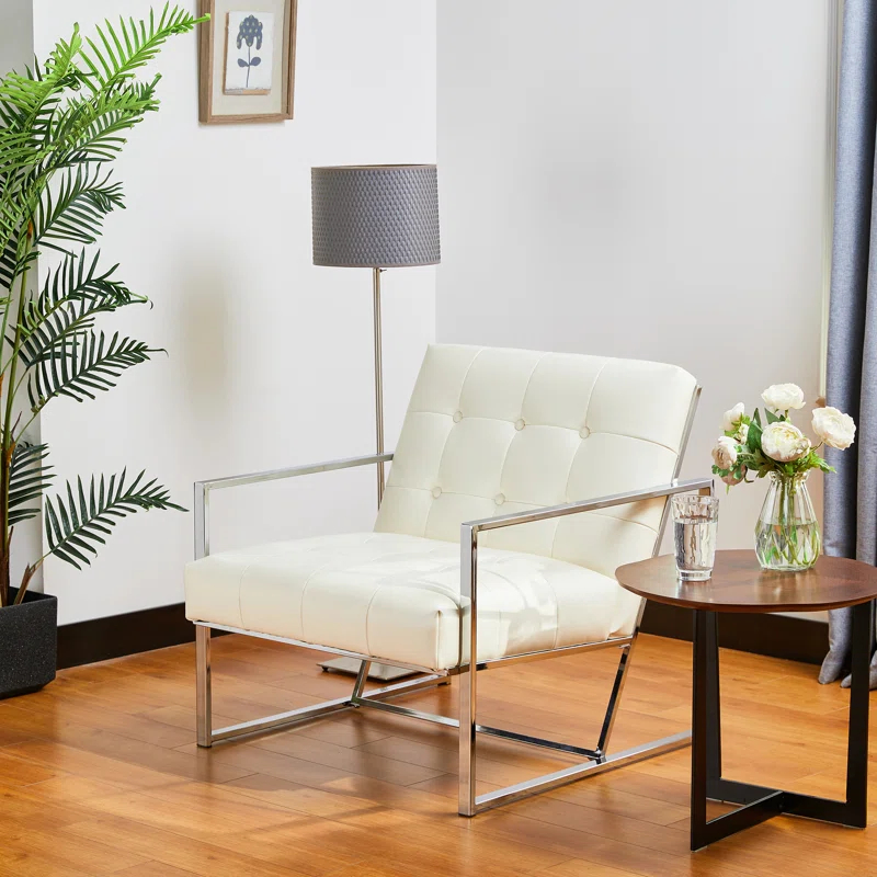 Siebo 30'' Wide Tufted Cream Armchair