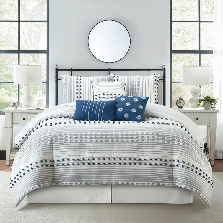 Nanshing America, Inc Clarion Pink 7 Piece Chic Striped Comforter Set