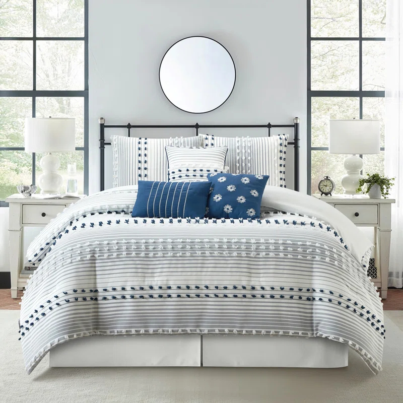 Nanshing America, Inc Clarion Pink 7 Piece Chic Striped Comforter Set