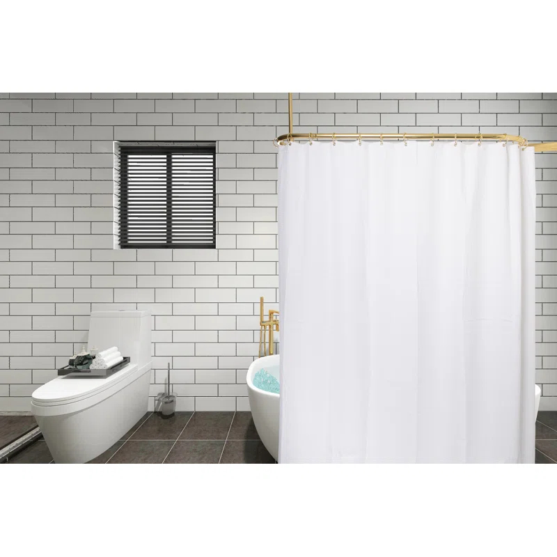 Utopia Alley 64'' D-Shaped Drill / Screw Shower Curtain Rod & Hook Set