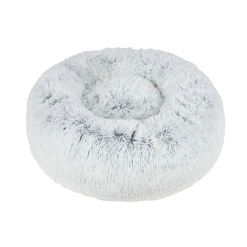 Best Pet Supplies Donut Dog Bed with Faux Fur, Anti-Anxiety Cushion, Slip-Resistant