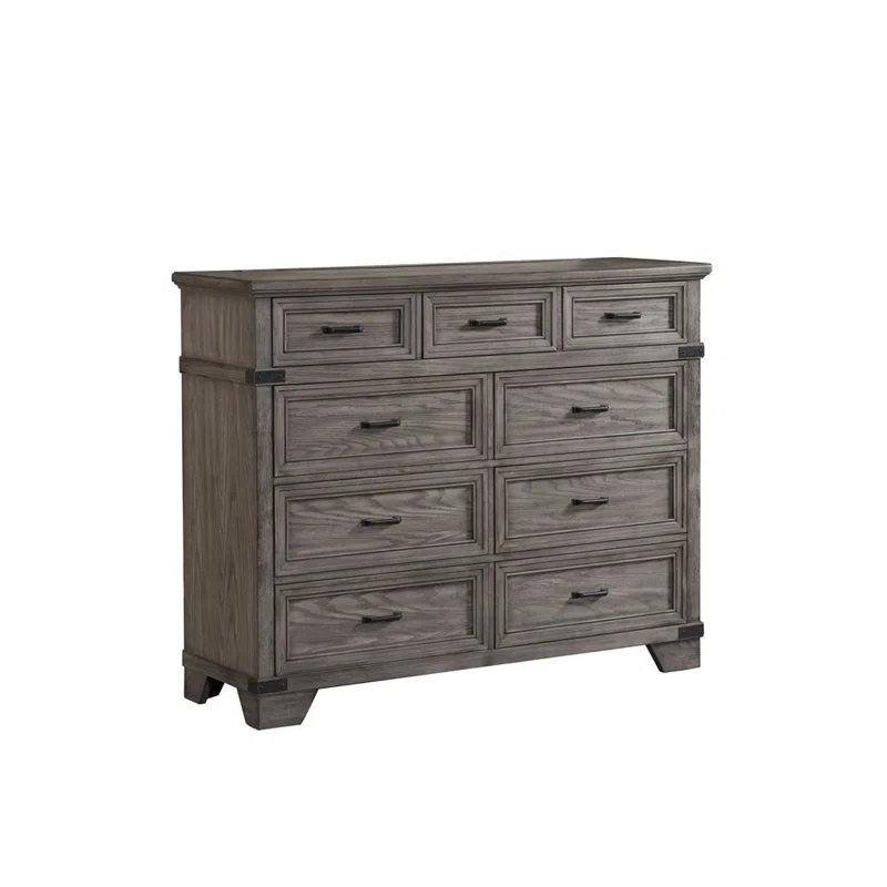 Three Posts™ Lacroix 9-Drawer Dresser, Brushed Steel