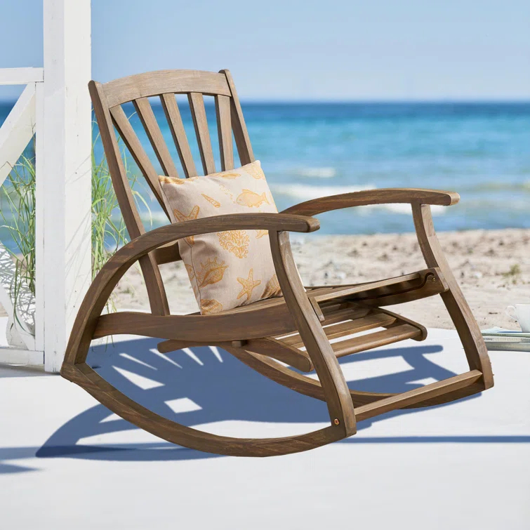 Highland Dunes Outdoor Cathleen Rocking  Solid Wood Chair