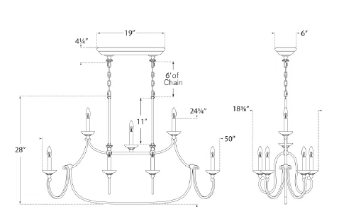 Aged Iron 11-Light Crystal Candle Chandelier
