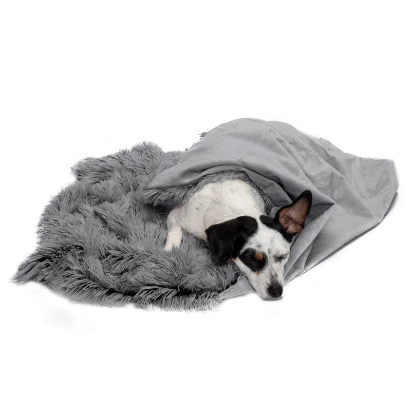 QUALITY FLOORING INC. Waterproof Throw Blanket For Dogs & Indoor Cats, Washable - Shaggy Plush Calming Long Faux Fur & Velvet Dog Blanket