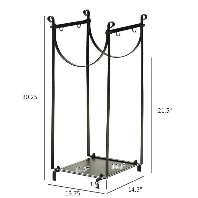 Arlmont & Co. Firewood Rack with Fireplace Tools, Indoor/Outdoor Firewood Racks