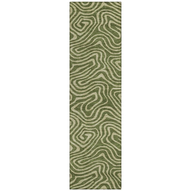 Machine Washable Indoor/Outdoor Chayden ACN1020 Olive Rug