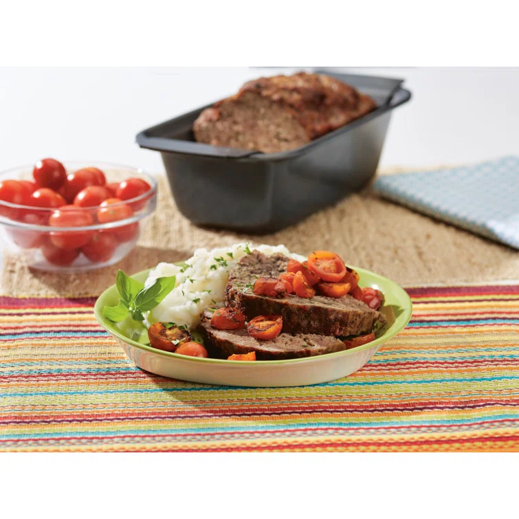 Rachael Ray Rachael Ray Bakeware Loaf / Meatloaf / Bread Pan with Removable Insert, 9 Inch x 5 Inch, Gray