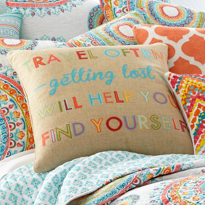 Mayla Travel Often Burlap Pillow