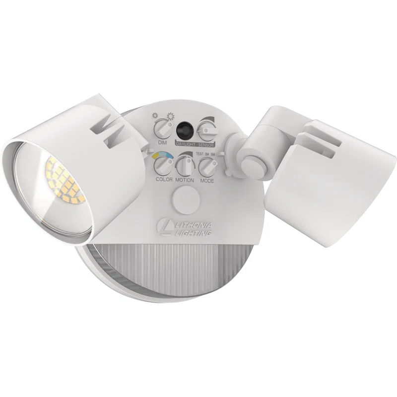 Lithonia Lighting 2 - Head Hardwired Dusk to Dawn Outdoor Security Flood Light with Motion Sensor