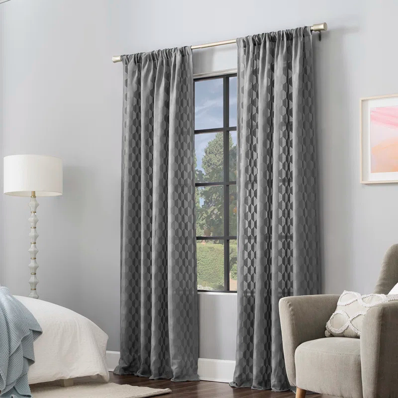 Scott Living Scott Living Verge Geometric Clipped Jacquard Semi-Sheer Rod Pocket Curtain Panel