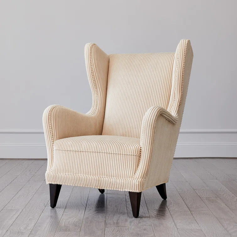 Global Views Wing Chair-Wide Wale Corduroy