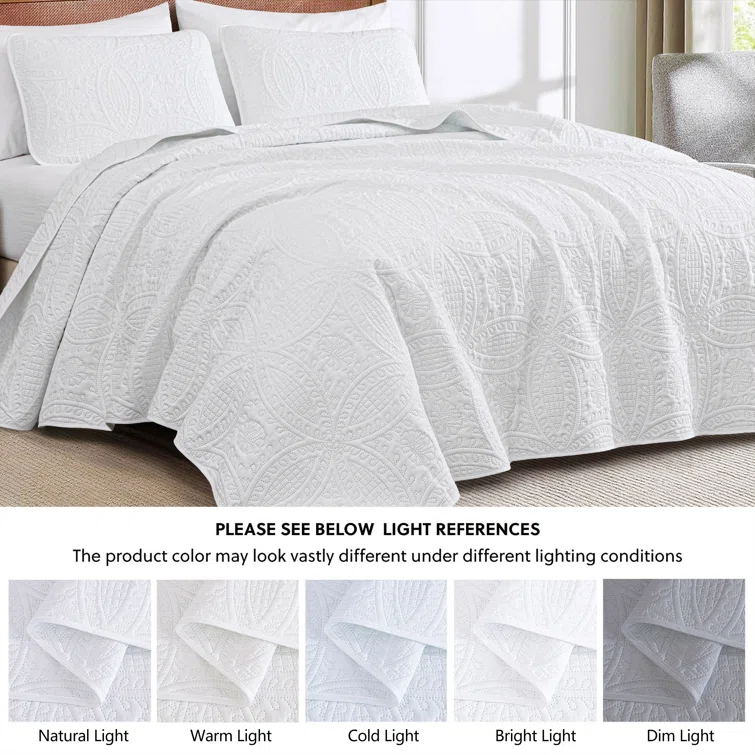 Chezmoi Collection Austin Microfiber Reversible 3-Piece Coverlet / Bedspread Set