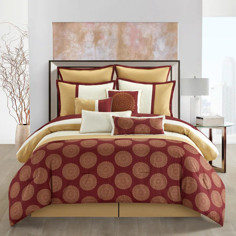 Nanshing America, Inc Angellyna 10 Piece Medallion Print Comforter Set