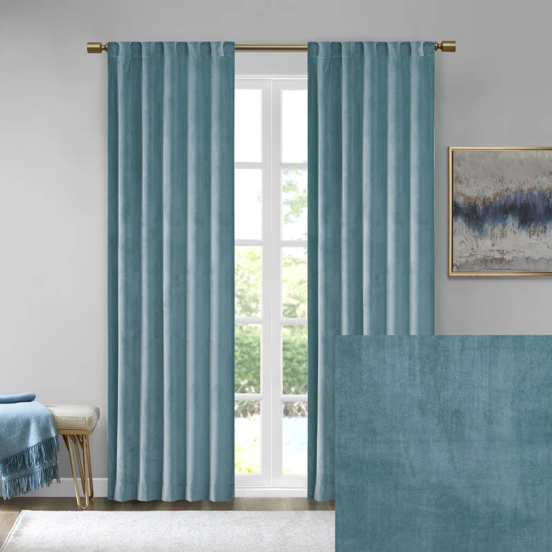 510 Design Colt Room Darkening Poly Velvet Rod Pocket/Back Tab Curtain Panel Pair (Set of 2)