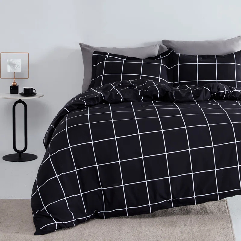 Sleep Zone Twill Plaid Duvet Cover Set